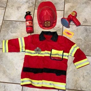 Melissa & Doug fire chief costume set shirt hat bullhorn fire extinguisher badge